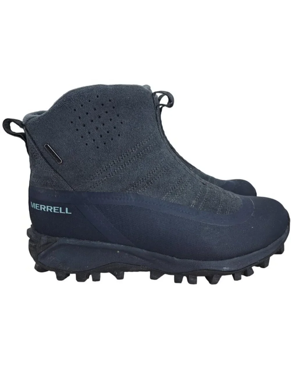 Merrell Thermo Snowdrift Waterproof Zip Mid Shell Ankle Boots Size 8 Blue Warm